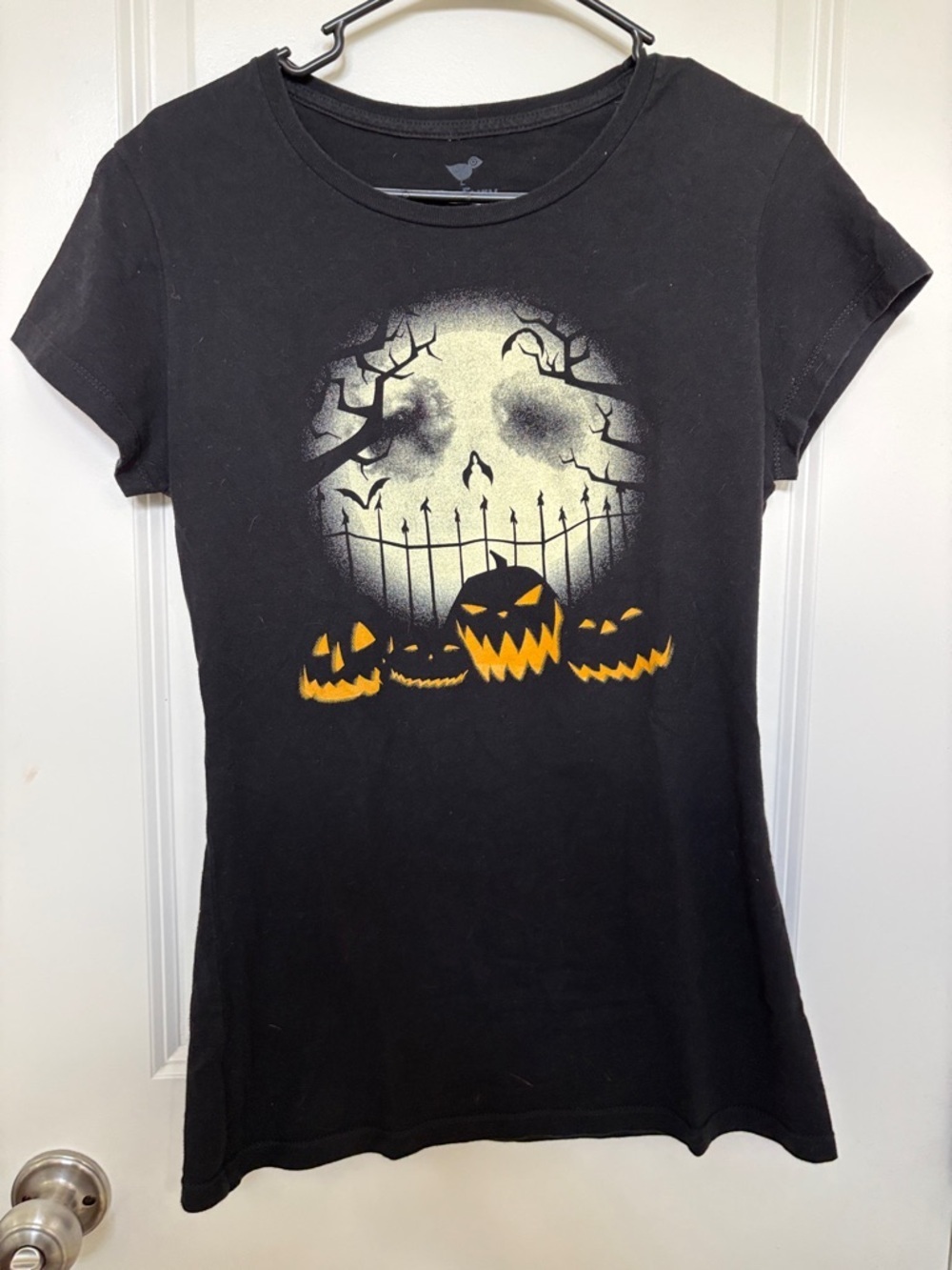 Women's Black Halloween Pumpkin Graphic Tee